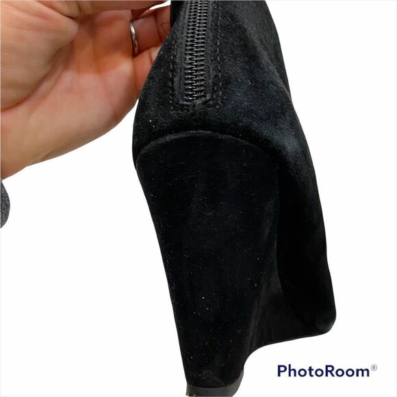 Anne Klein Black Torny Wedge Ankle Boots Size 9 - Picture 6 of 14